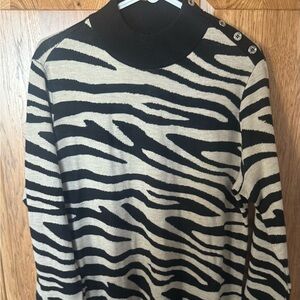 Calvin Klein Black and Cream Patterned Sweater
